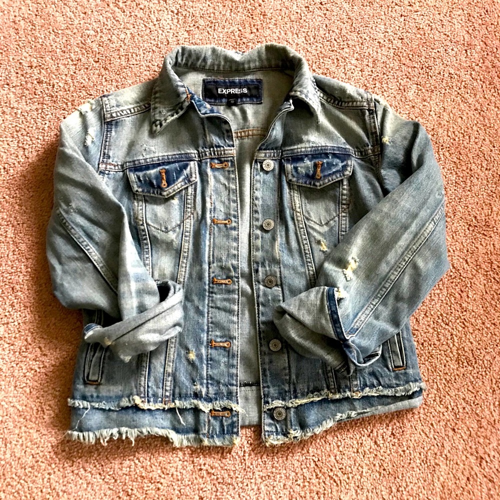 LIKE NEW- Express Distressed Jean Jacket XS